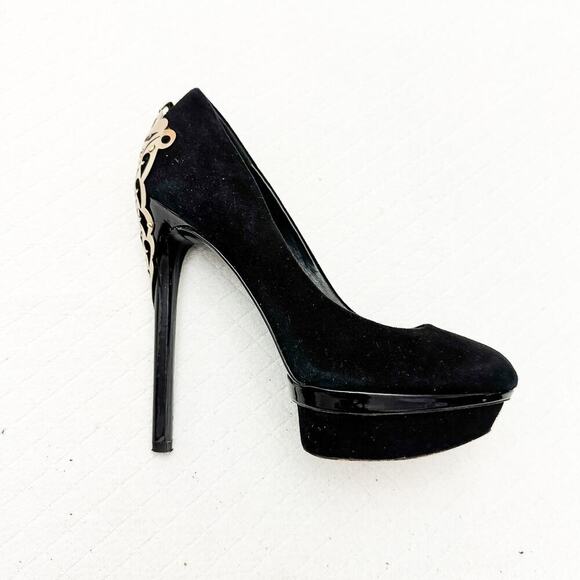 Brian Atwood Fashina Platform Pump Silver Plated Stiletto Heel Accent Size 6 - Picture 3 of 9